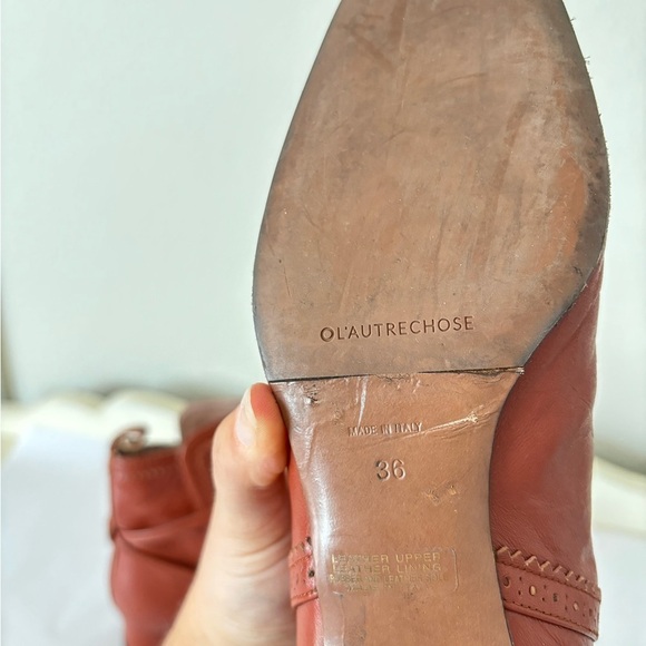 L’Autre Chose Brown Parisian Leather Ankle Booties with Square Toe Size 36 - Picture 5 of 8